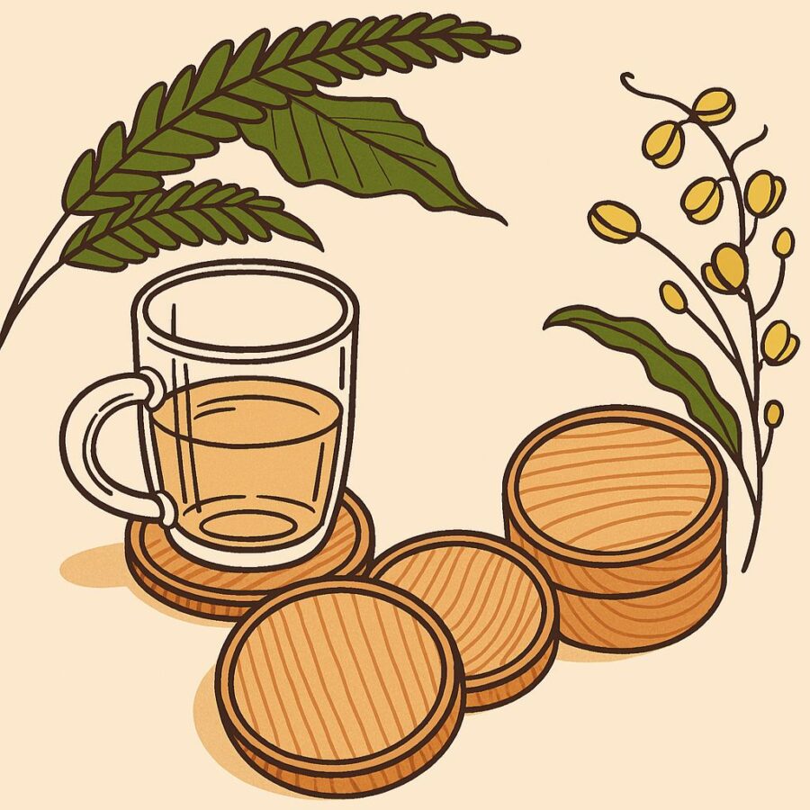 Lót ly hình tròn gỗ tần bì