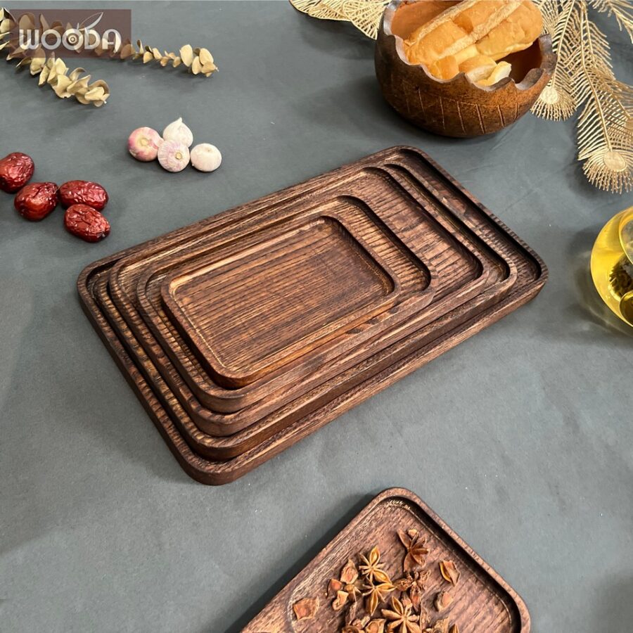Khay gỗ chữ nhật màu nâu nhiều kích thước - Hình ảnh 3