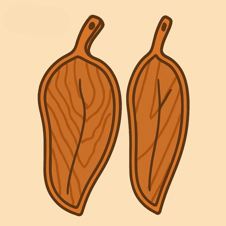 Khay gỗ hình chiếc lá 2D