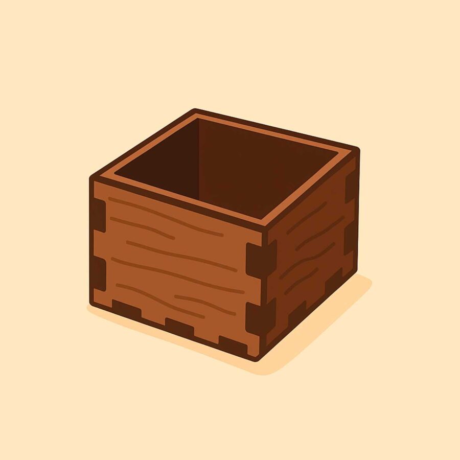 Hộp gỗ nhỏ đa năng màu walnut, hộp gỗ không nắp gỗ plywood cao cấp màu nâu vintage 8x8x6cm